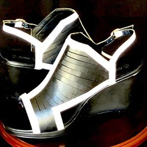 Black and white sandals